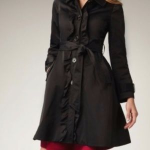 Kate Spade Melissa Ruffle Trench Coat / City Coat/ Jacket  in Black Sz Small / S